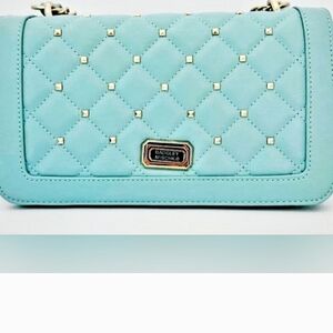 CLEARANCE! Badgley Mischka Blue Quilted Crossbody Bag Vegan Leather 10×6×3.5 NWT